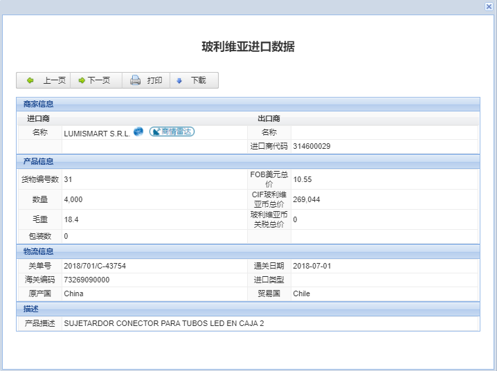 玻利維亞海關(guān)數(shù)據(jù)查詢