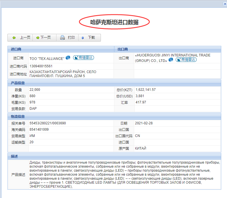 哈薩克斯坦進口數(shù)據(jù)_開發(fā)外貿(mào)客戶專用