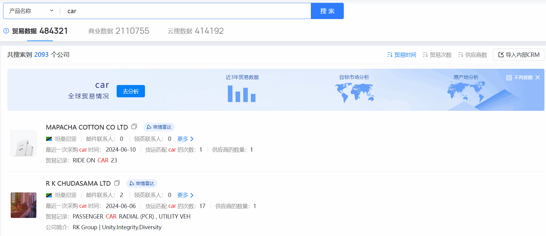 坦桑尼亞海關數據,海關數據,騰道海關數據