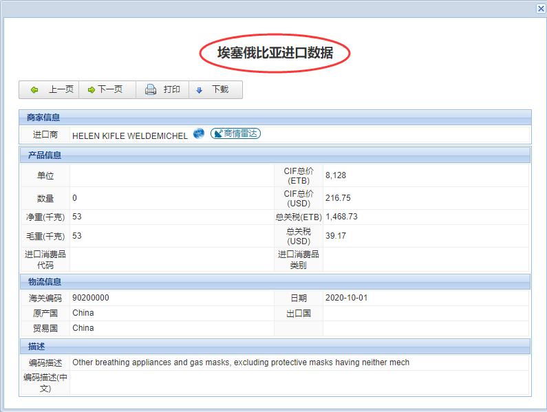 埃塞爾比亞海關海關數(shù)據(jù),埃塞爾比亞采購商名單,埃塞俄比亞進口數(shù)據(jù)